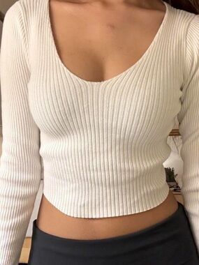 Brandy Melville White Ribbed Top